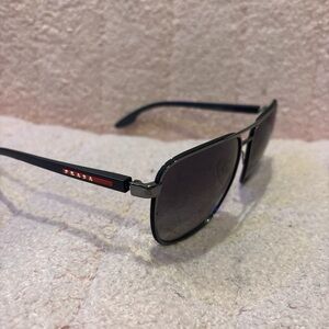 Prada Black and Red Sunglasses with Silver Accents
